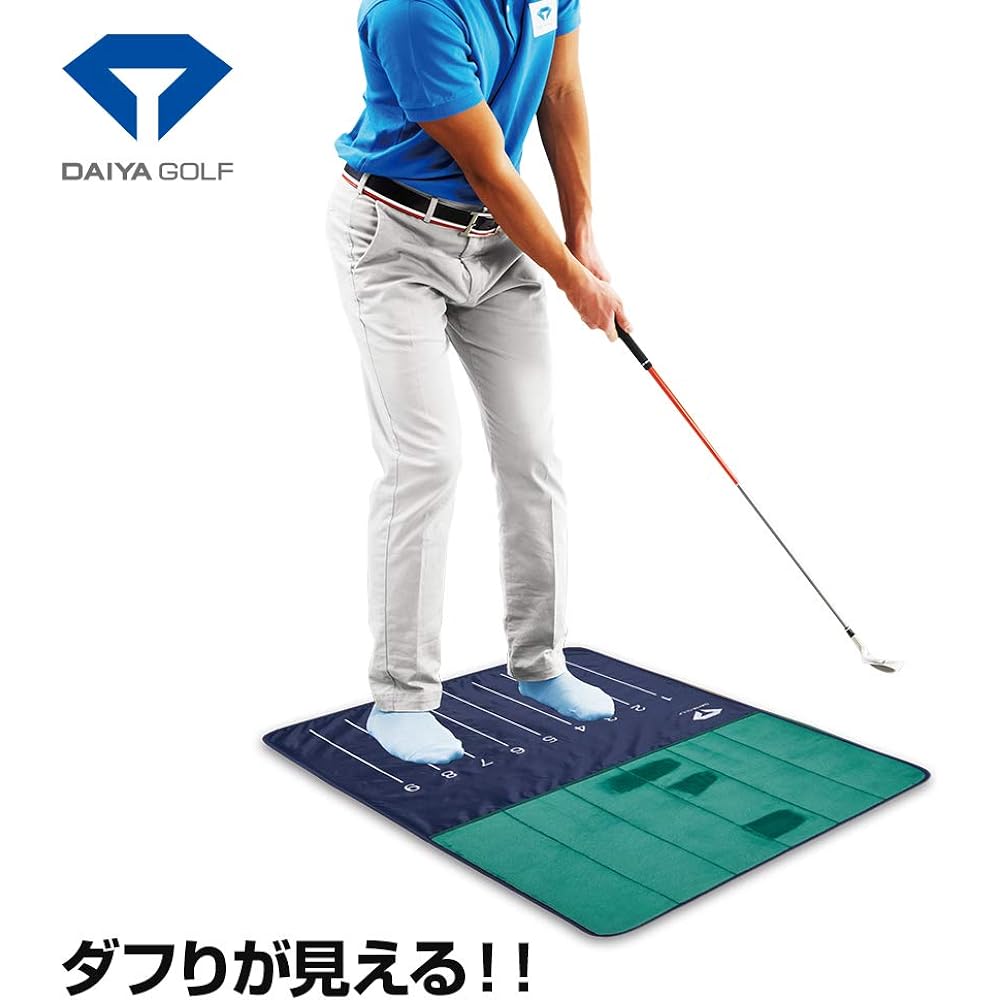 DAIYA GOLF Approach Practice Equipment Diamond Check Mat with Practice Balls Golf Practice Mat Shows Duffle Top Correction Golf Practice Equipment Training Stance Posture Miss Shot Prevention Compact Storage Indoor Practice TR-470