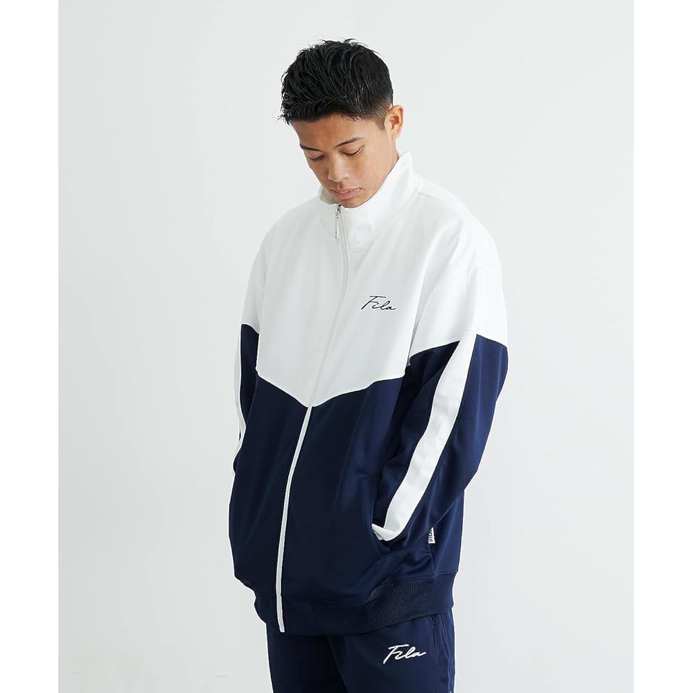 [Fila] Jersey Top and Bottom Set, Running Wear, Plain Track Jacket, Jogger Pants, Color Switching, Big Silhouette, Long Sleeve, Fitness Training Wear, Large Size