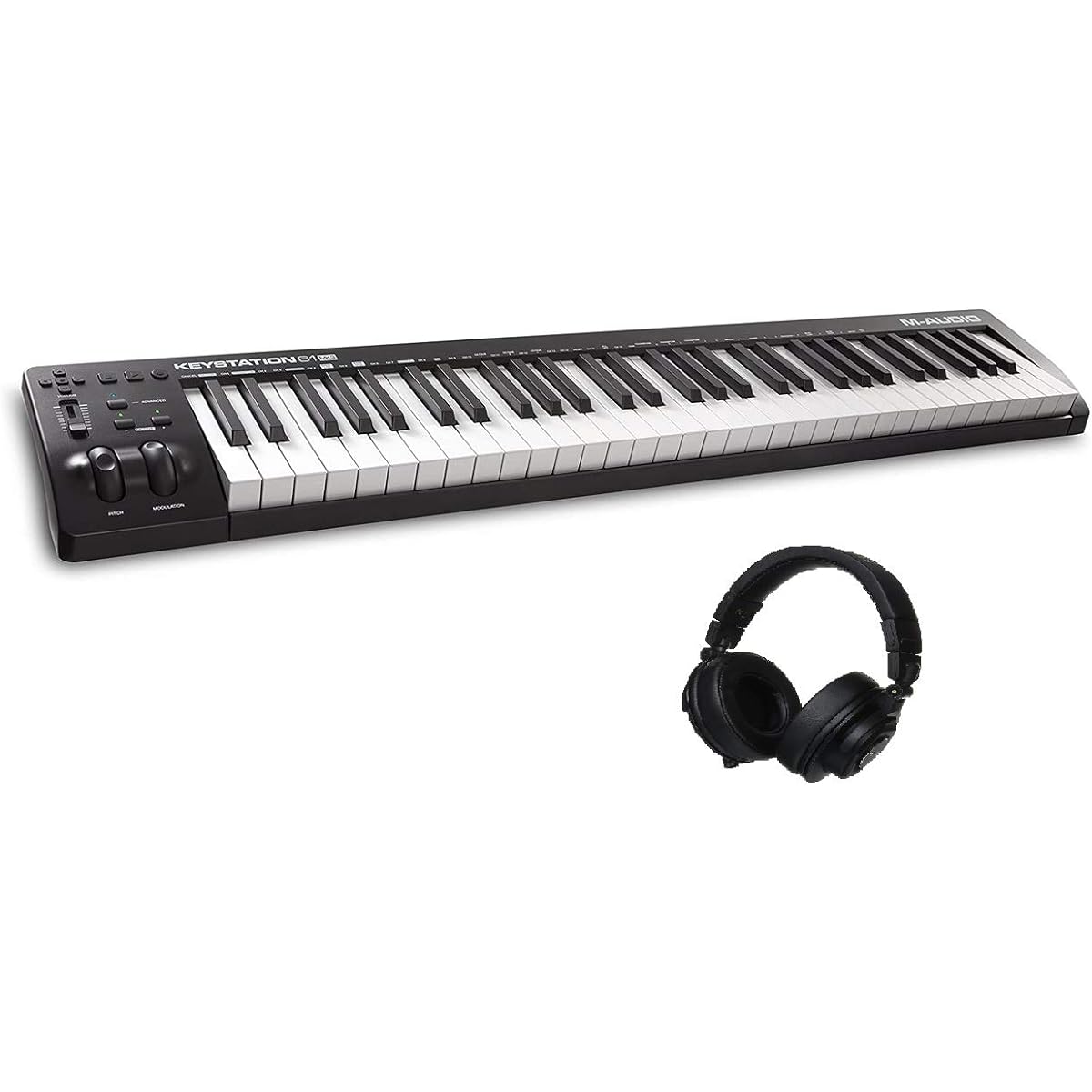 M-Audio USB MIDI Keyboard 61 Keys with Piano Sound Source Software Keystation61 III & Headphone Set