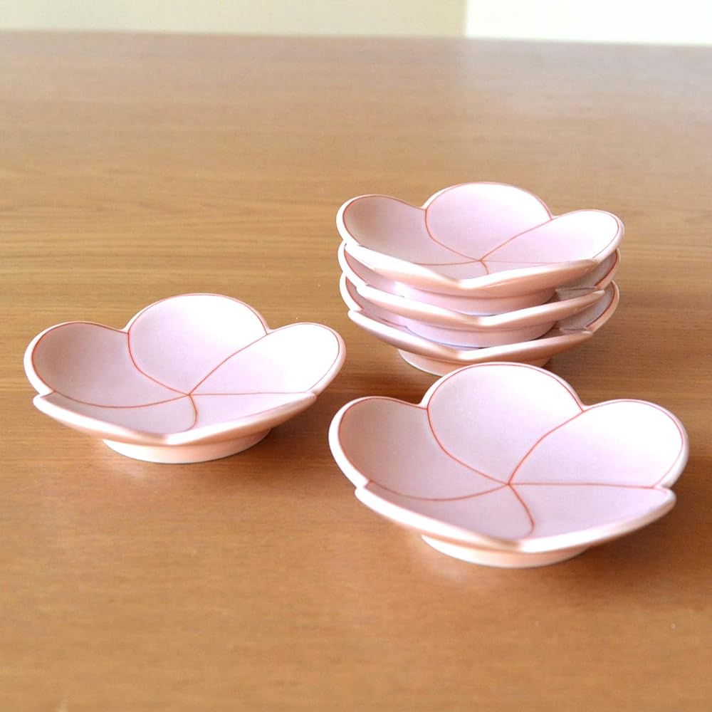 New Year Tableware Japanese Tableware Small Plate 9cm Plum Lucky Charm Arita Ware Koume (Pink) Small Plate Set of 5 in Presentation Box