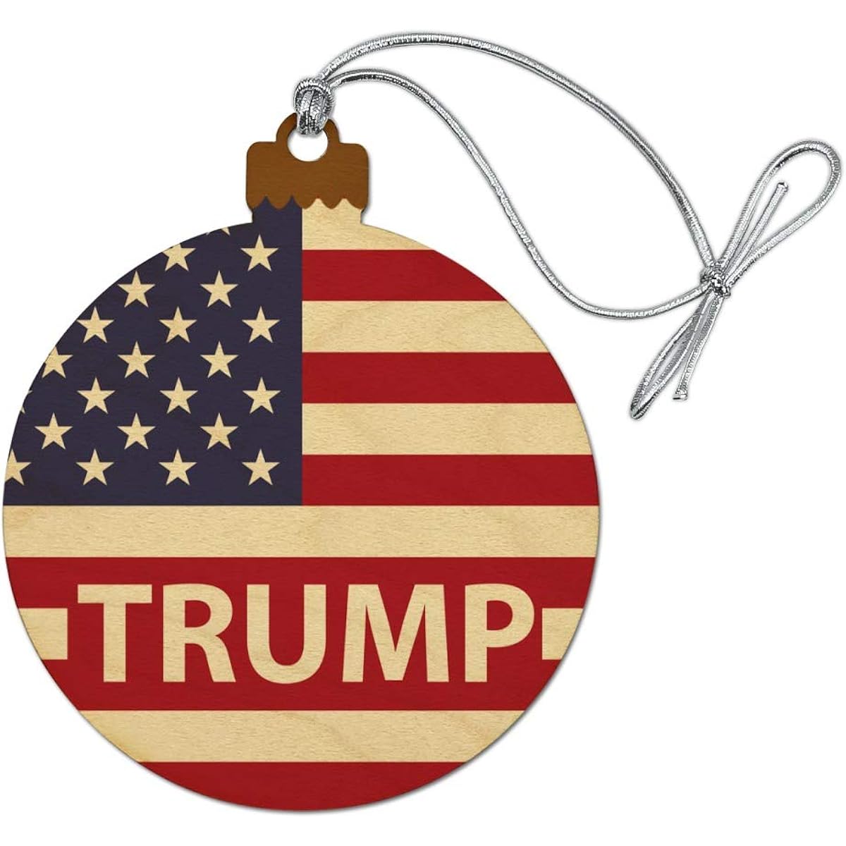 Trump American Flag President Wooden Christmas Tree Holiday Ornament