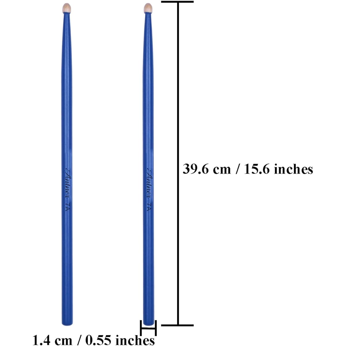 Antner Drumsticks 3 Pairs 7A Classic Maple Wood Drumsticks for Kids and Beginners, Blue