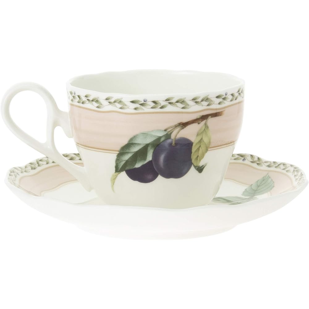 Noritake Cup & Saucer (Pair Set) (Coffee Tea Use) 250cc Orchard Garden Microwave Safe 2 Bone China P97887/4911-12