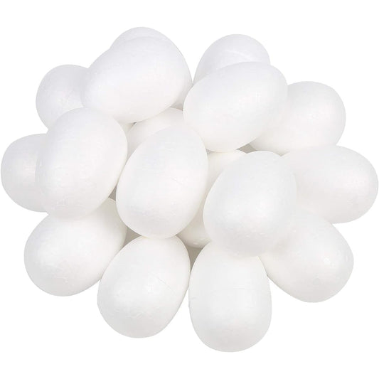 Decora 7cm Natural White Foam Eggs, Craft Egg Forms, Handmade Balls for Easter Egg Decoration, 34pcs