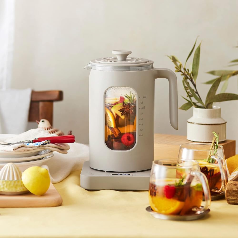 BRUNO Temperature Adjustment Multi Kettle White Multi Electric Kettle With Heat Retention Function Reservation Function Hot Water Cooking Boiled Egg Cooking Tea Strainer Hot Water Cup Egg Holder Cute Stylish BOE103-WH 7760926