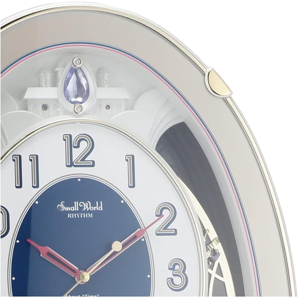 RHYTHM Wall Clock Radio Clock Analog 30 Songs Melody Crystal Decoration Gold Small World Wish 4MN544RH18