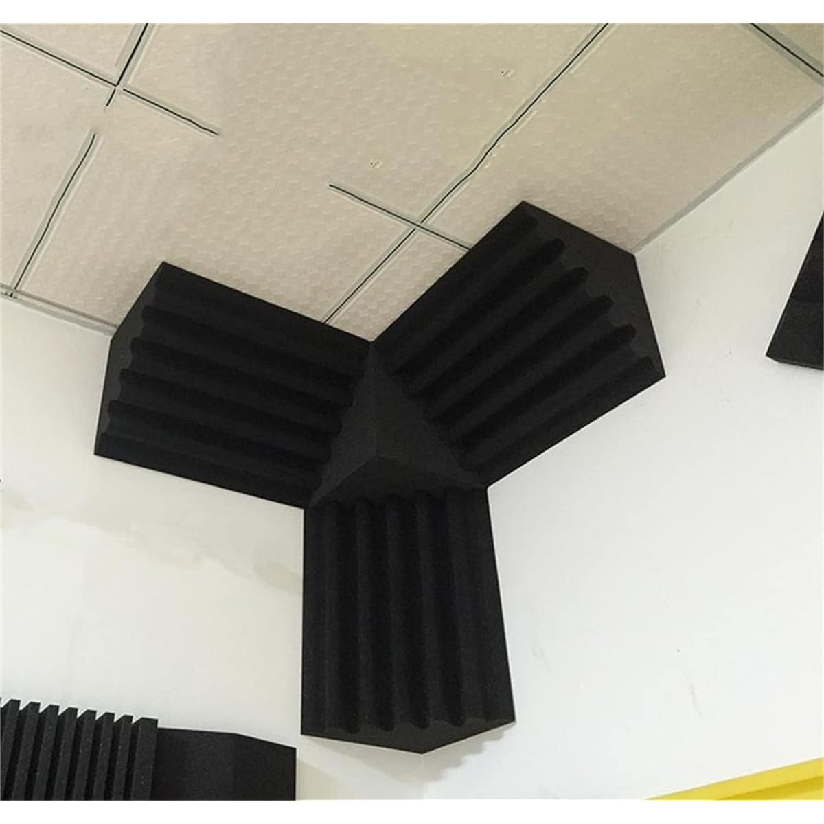 Black Bass Trap Soundproofing Foam, Soundproof Padding Panels Noise Damping Wall Panel Set Acoustic Treatment Panels for Game Room or Home Studio (Black 1 Set) (Black 30*30*50CM)