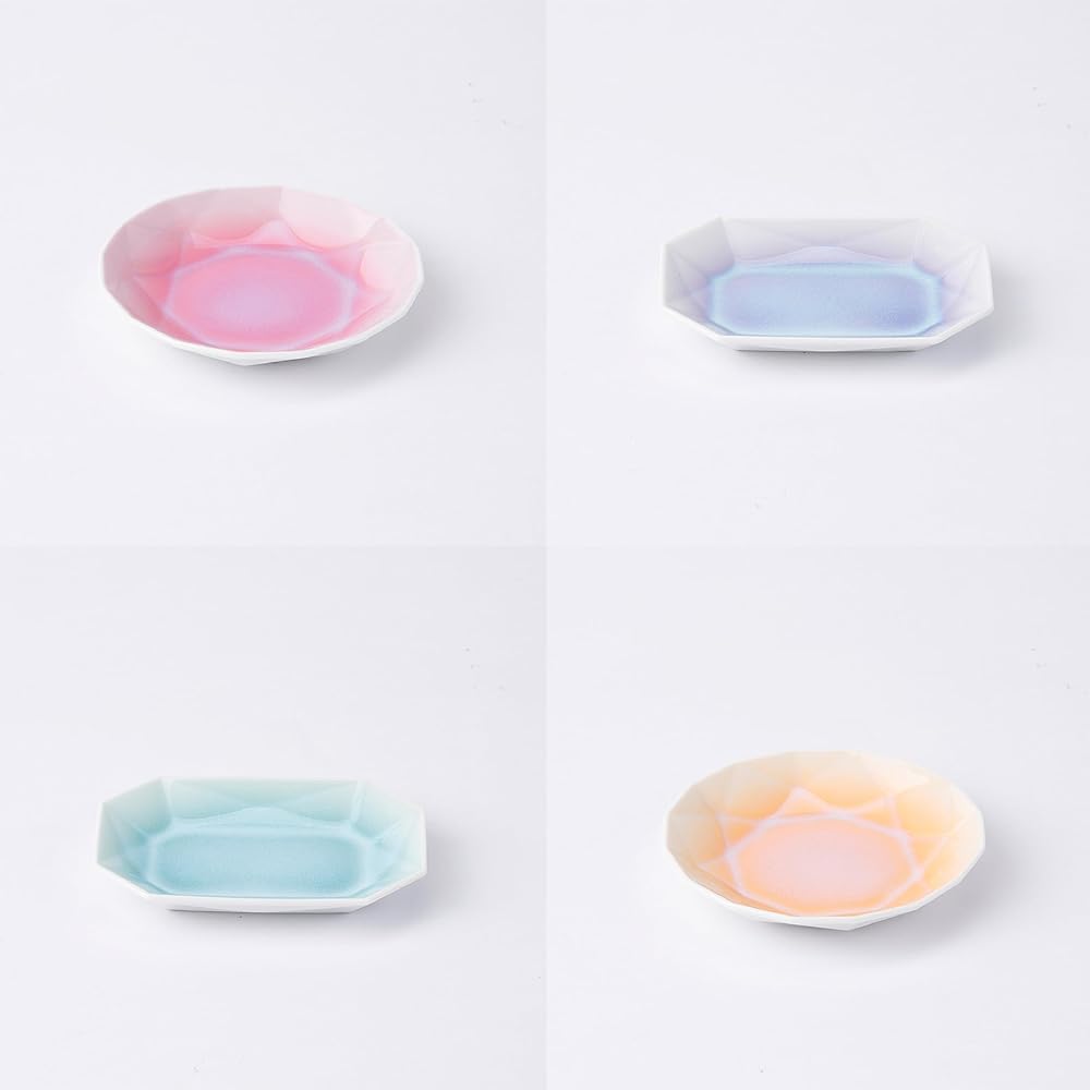 Floyd Small Plates Dishwasher Safe Microwave Safe Set of 4 Gift Approx. 10cm Arita Jewel Round Pink x Orange Arita Jewel Octagon Purple x Green Made in Japan FL06-02101