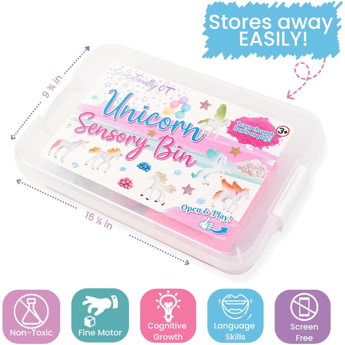 Sensationally OT - Unicorn Sensory Sandbox Amazing Sensory Bin All-in-One, Learn in a Unique Way