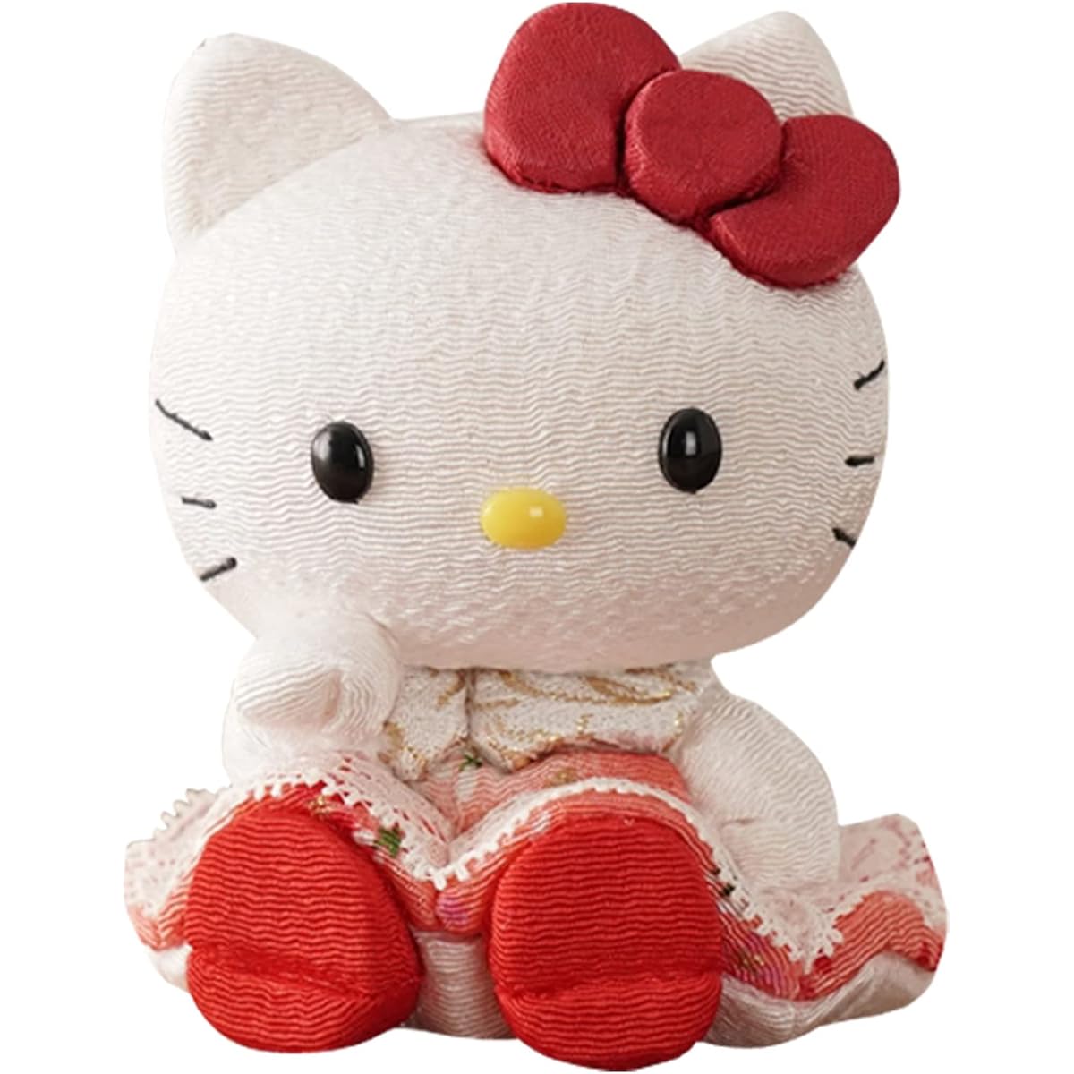 Lucky Hello Kitty (sitting) [red] Hello Kitty, Hello Kitty, doll, Toko Kakinuma, wooden doll, lucky cat, Kakinuma doll