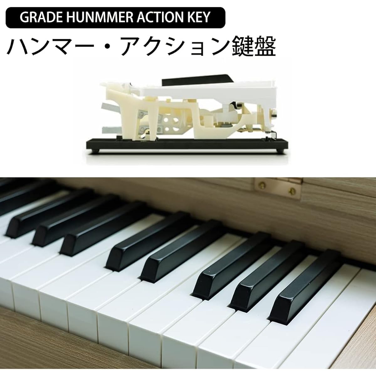 Carina Electronic Piano 88 Keyboard Hammer Action Keyboard 3 Pedal Wooden Stand (Beige)