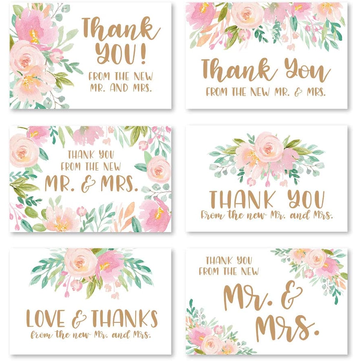 Watercolor Floral Wedding Thank You Cards with Envelopes Wedding Thank You From The Mr And Mrs Thank You Cards - Mr And Mrs Thank You Cards with Envelopes Wedding Cards with Envelopes