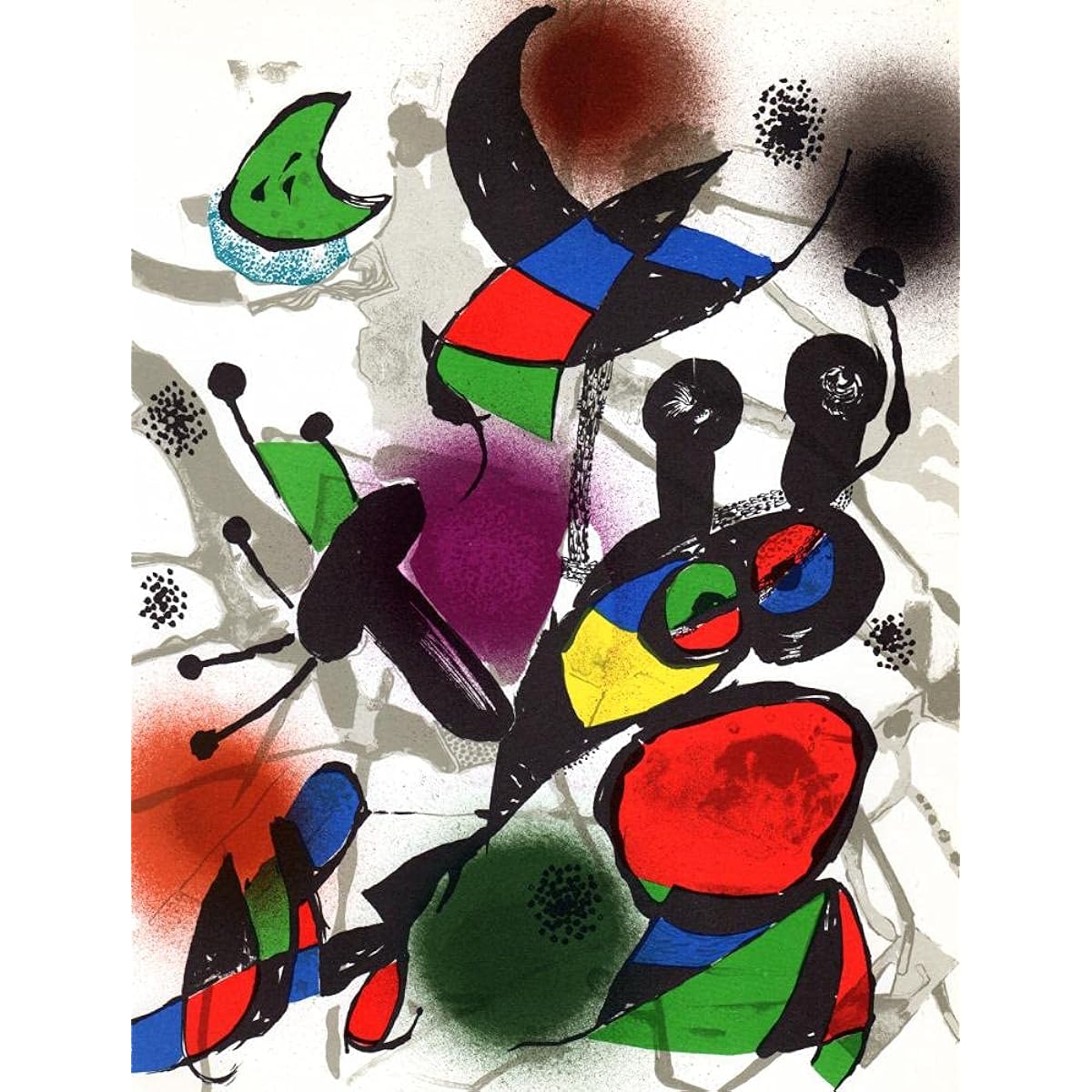 Joan Miro "No Sign 21" Abstract Painting Lithograph Print with Frame