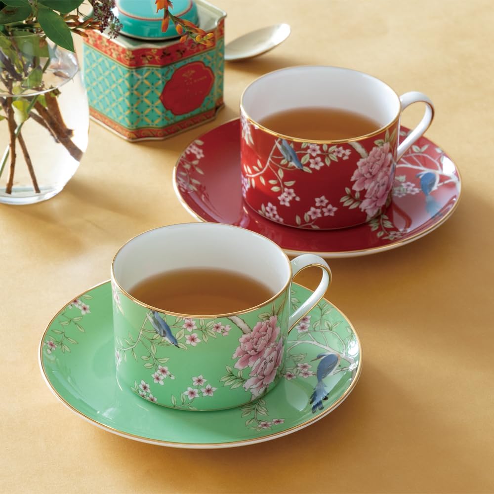 NARUMI Cup Saucer Queen's Garden 270cc Red Floral Pattern Modern Classic Pattern Tea Coffee Cup & Saucer Cute Stylish Present Gift Box Included 97178-54727