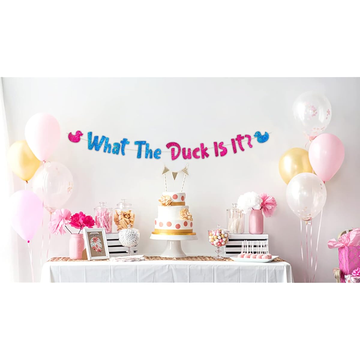 Gender Reveal Party Banner Pink and Blue Baby Shower Decorations