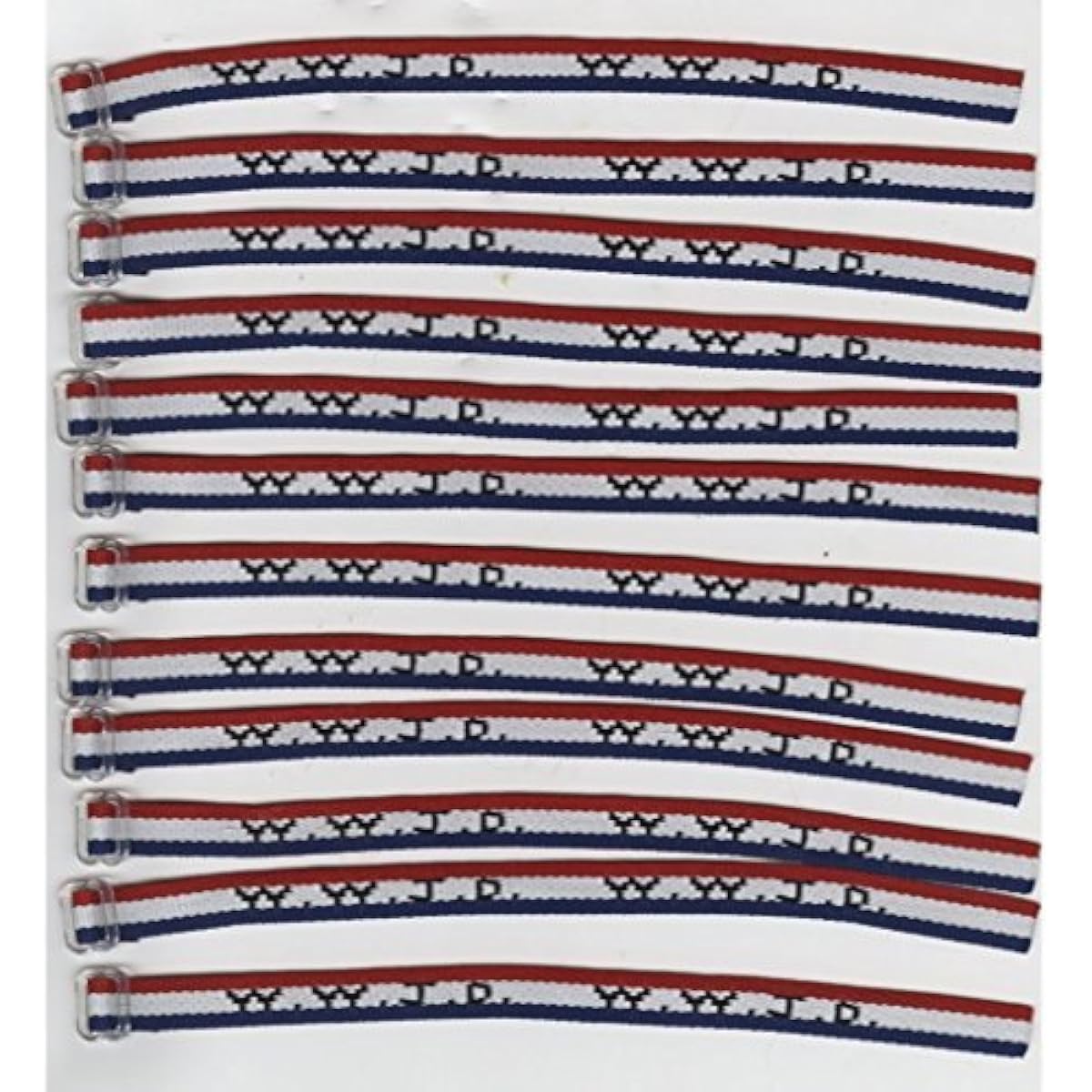 1 Dozen Red White Blue Stripe With Black Writing Woven W.W.J.D Wrist Bands What Would Jesus Do
