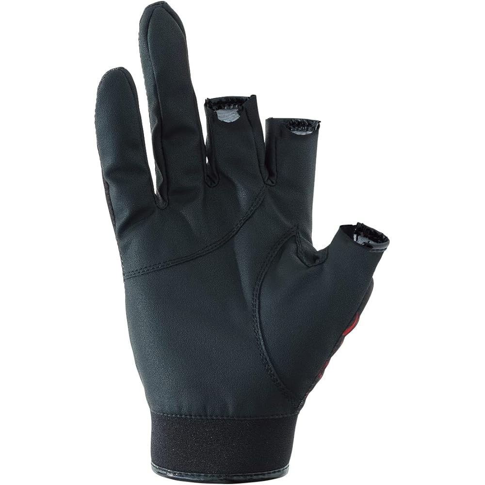 Gamakatsu Stretch Fishing Gloves (Flame Pattern/3 Pieces)