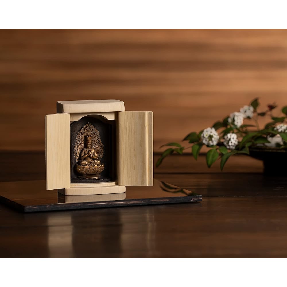 Zeku Dainichi Nyorai Buddha statue with Zushi (gold antique finish) Koyasan Kongo Samadhiin prayer _Kobo Daishi Kukai Fudo Myoo Twelve Zodiac Amulet Main Image (T00254-L