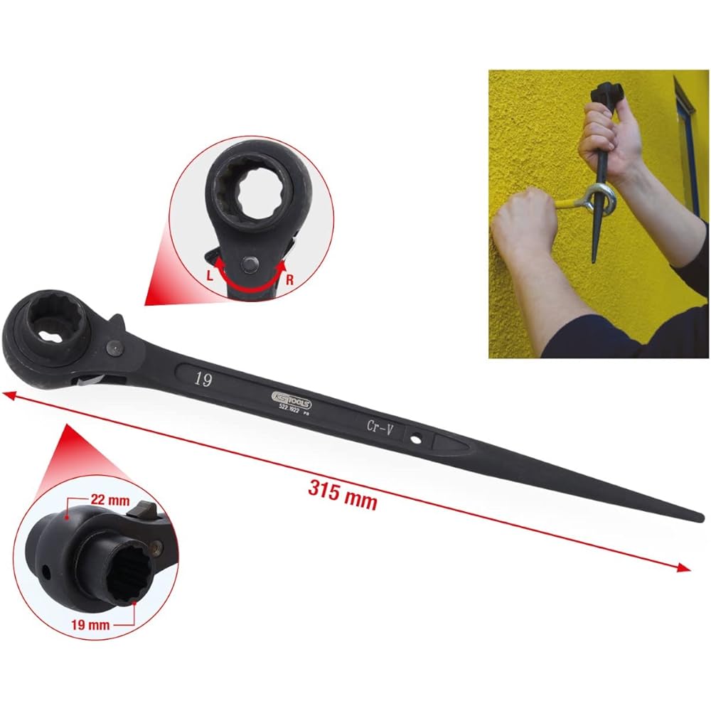 KS TOOLS Scaffold spanner reversing 19x22mm 522.1922