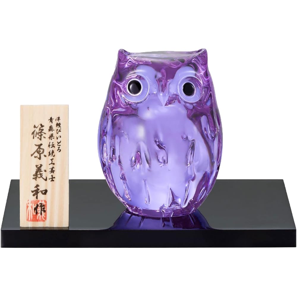Adelia Tsugaru Vidro Ornament Owl Shion Baby Owl Diameter 7.5 x Height 9.5cm [Glass/Cute/Interior] Present in Cosmetic Box Gift Made in Japan F-79727