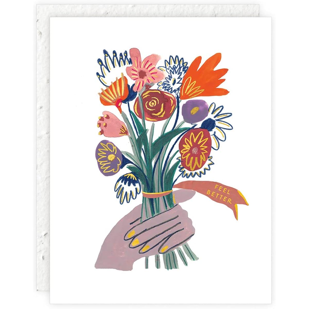Legacy Feel Better Flowers White 5.5 x 4.25 Paper Get Well Greeting Seed Card