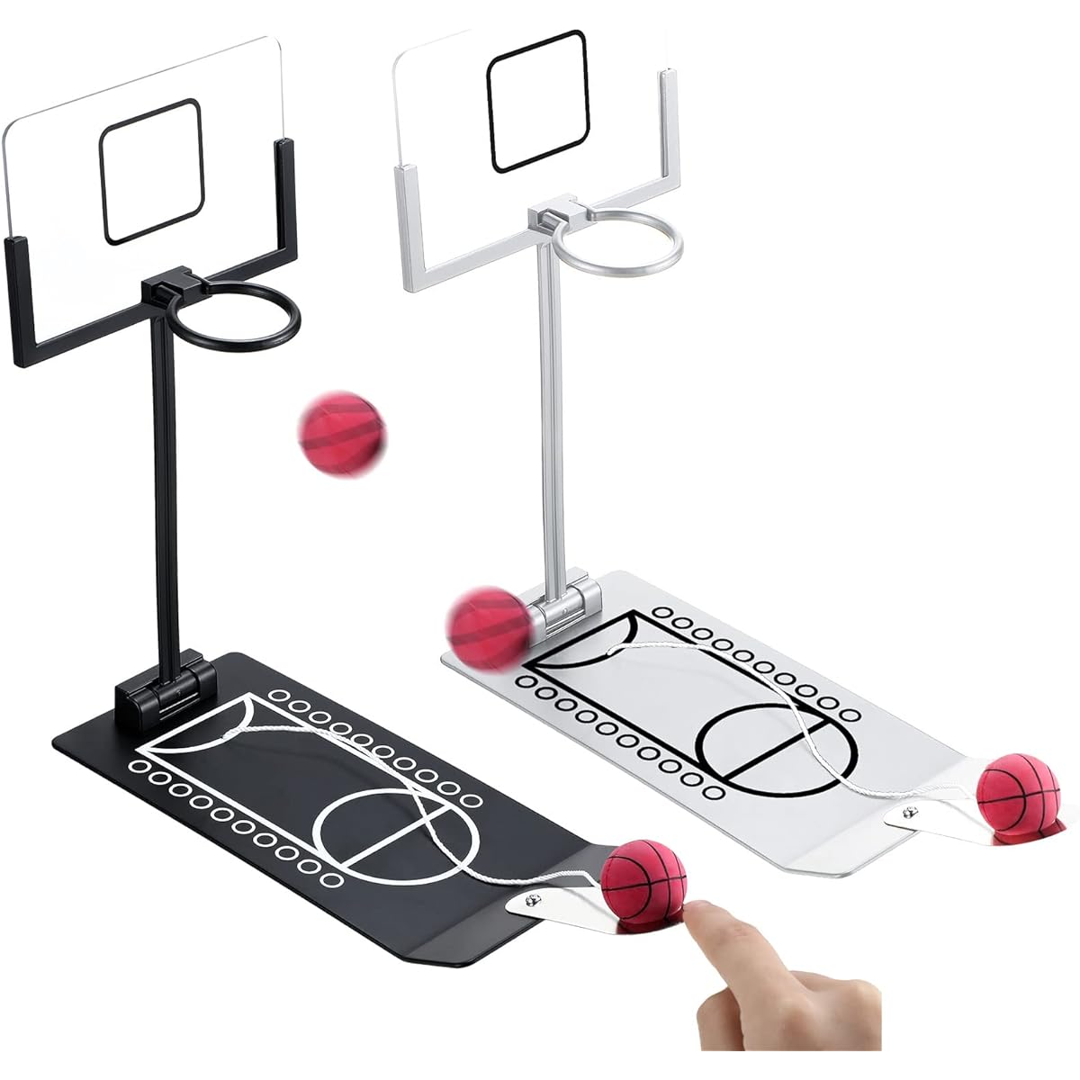 Mini Desktop Basketball Game Toy Metal Tabletop Basketball Hoop Game Desk Toys for Office Adults Fun Sports Novelty Toy Gag Gift Birthday Gift 2pcs