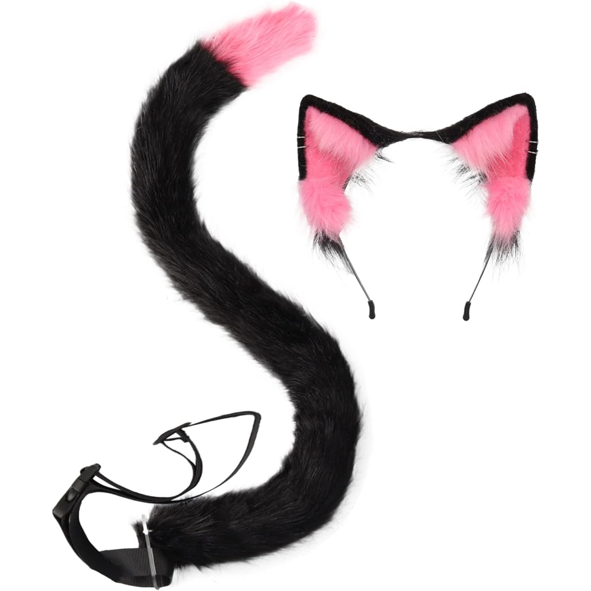 QinRuan Animal Cosplay Costume Accessories Fur Faux Fur Cat Ears Headband Fox Tail Set Halloween Accessories