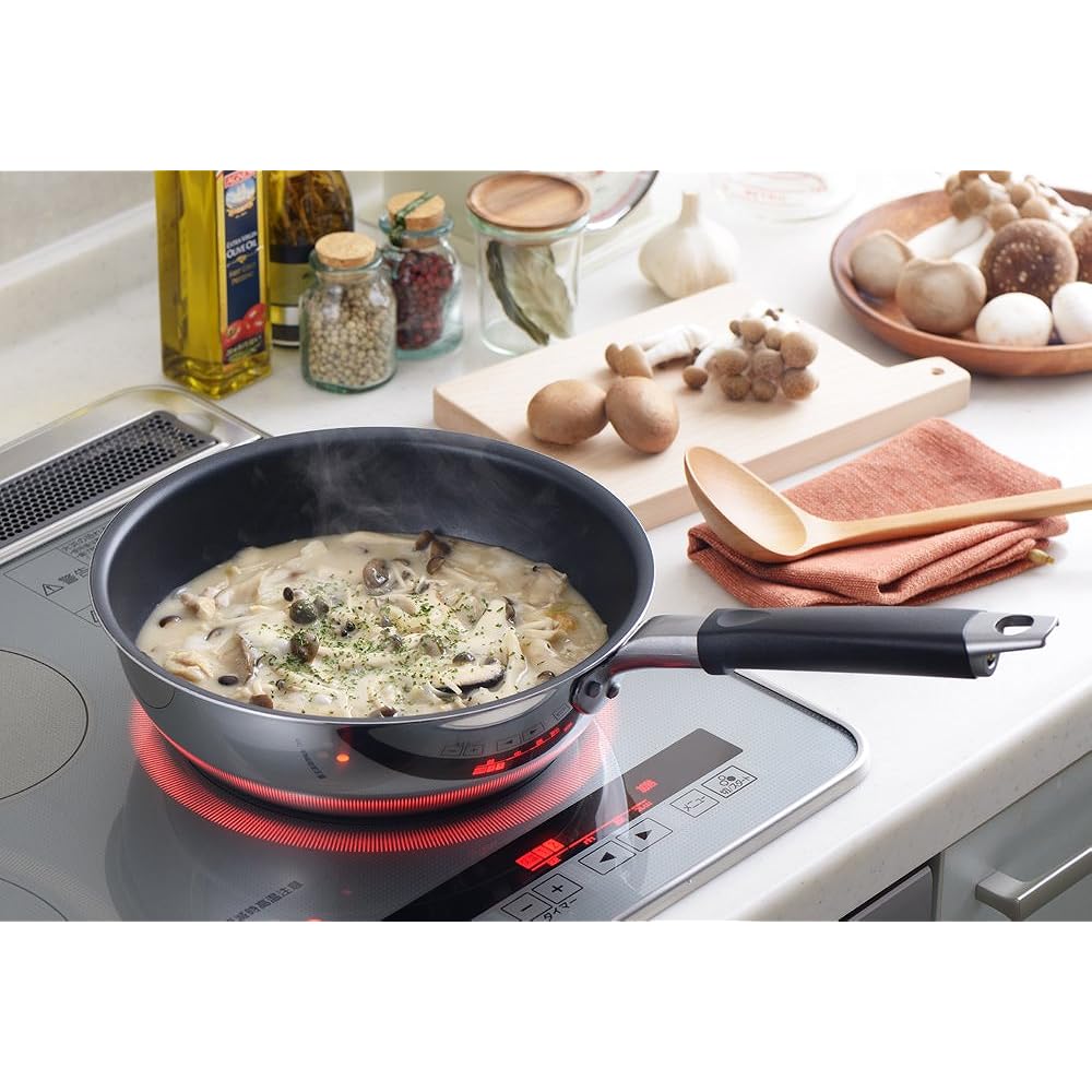 Yoshikawa Made in Japan Frying Pan Deep 24cm Alsus 4 Silver SJ2368