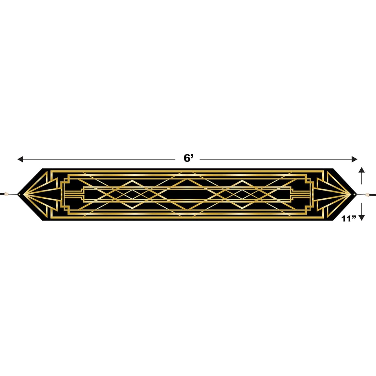 Beistle 59907 3 Piece Printed Great 20s Table Runner, Black/Gold, 11" x 6'