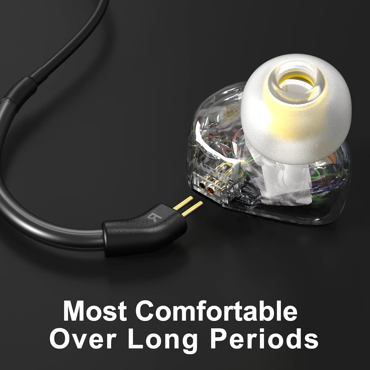 Xvive T9 Dual Balanced Armature Driver In-Ear Monitor Earphones Sound Isolation Clear and Articulated Sound Includes Carry Case and Fit Kit - Clear