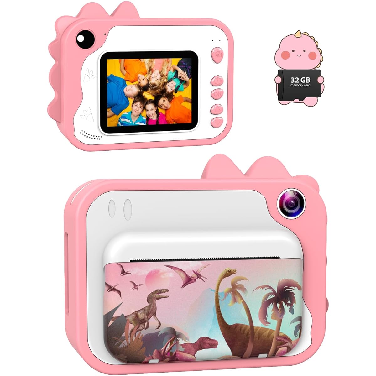 Print Camera for Kids, Toy Camera, Kids Camera, Print Instant Camera, Cash Register Roll Paper Print, 2.4 Inch, 40MP 1080p, Digital Camera for Kids, 3 Volume Print Paper, 5 Color Brush Pencil, 32GB Memory Card Included, Gift, Children's Day