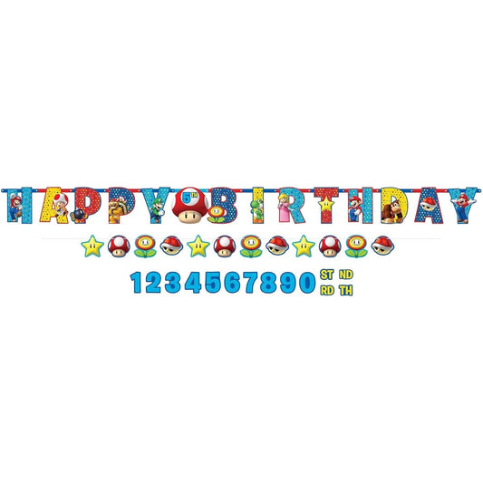 Amscan 121554 - Super Mario Birthday Party 'Add-an-Age' Letter Banner - 3.2 m