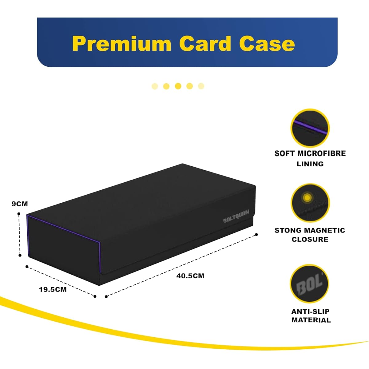 Premium Card Game Deck Storage Box and Playmat Case - Holds Over 550 Double Sleeve Cards - YugiOh/MTG Card Holder Storage Case - Game Card Box with Mat Case and Removable Compartment (Black-Purple)