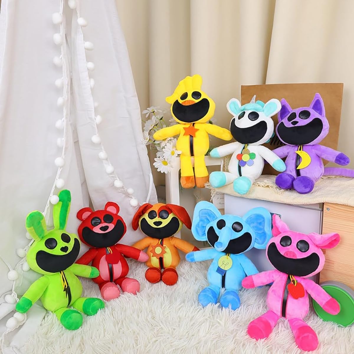 Smiling Critters Plush Toy CatNap Plush Toy Smiling Critters Plush Toy Huggy Wuggie Chapter 3 Cute DogDay CatNap PickyPiggy Bubba Bubbaphant Cartoon Monster Game Fan Gift Birthday Gift Approx. 30cm (8PCS) [Parallel Import]