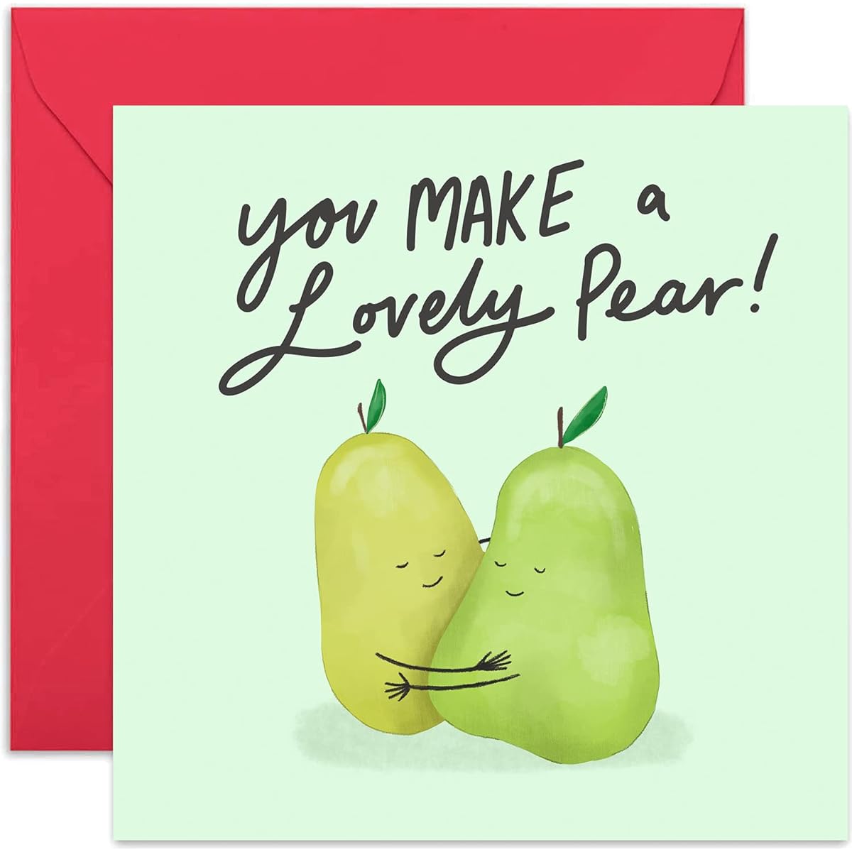 Old English Co. You Make a Lovely Pear Card - Funny Wedding Engagement Card for Happy Couples | Humor Funny for Men Women Family Friends | Blank Inside & Envelope Included