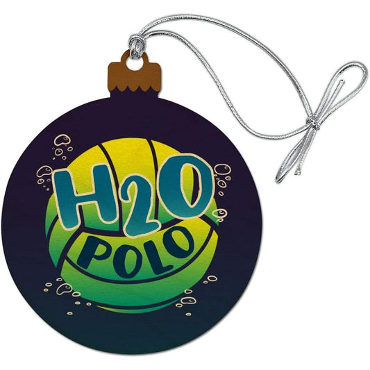 Water Polo Ball H2O Wood Christmas Tree Holiday Ornament