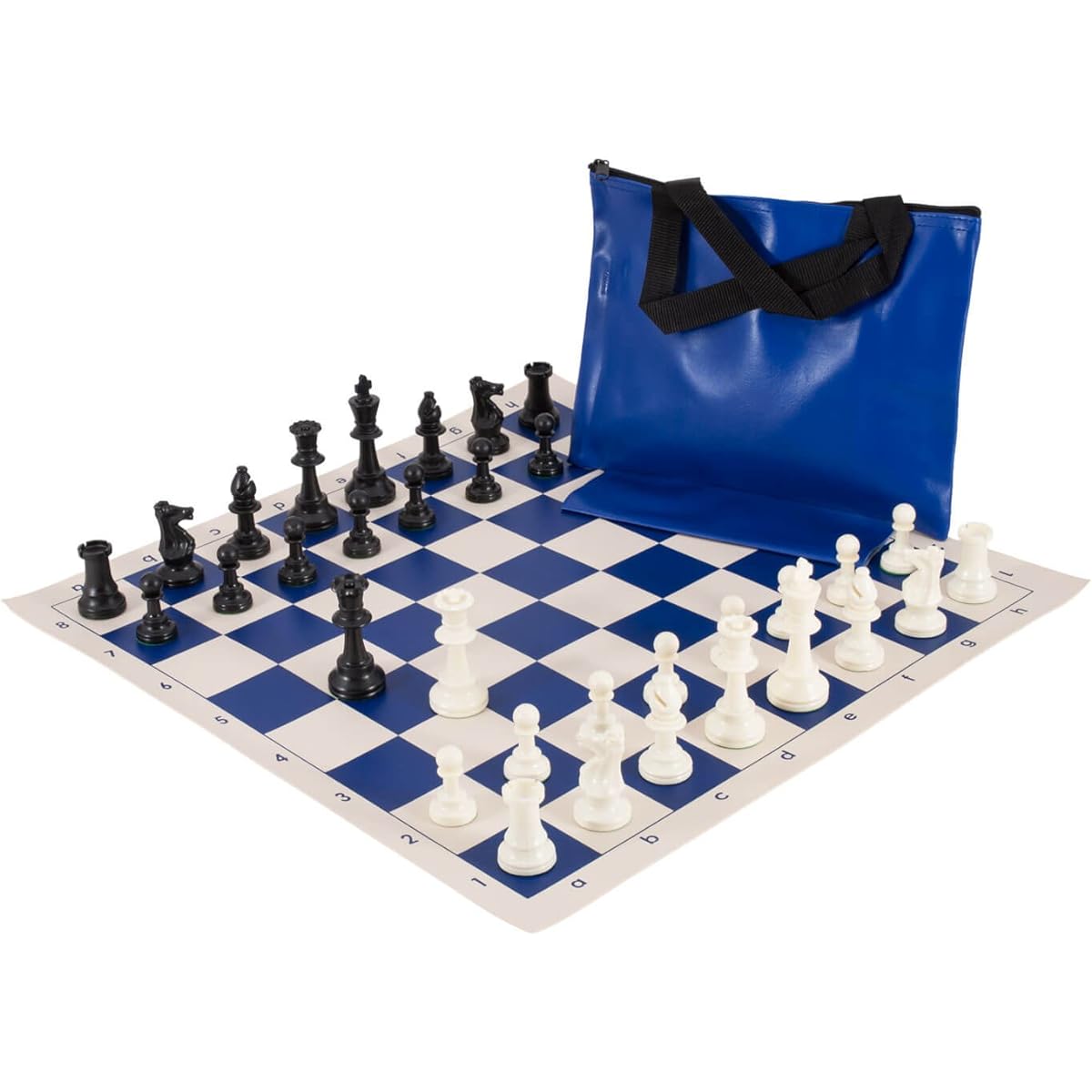 The House of Staunton Standard Chess Set Combination - Triple Weight Regulation Pieces, Vinyl Chess Board, Standard Bag (Black)