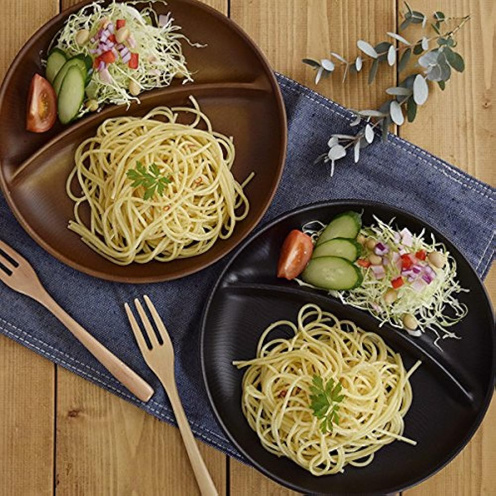 Tableware East Lunch Plate, Round 2 Dividers, Set of 5 (Light Brown), Tableware Set, Microwave/Dishwasher Safe, Divider Plate, One Plate, Tableware, Microwave Safe, Dishwasher Safe