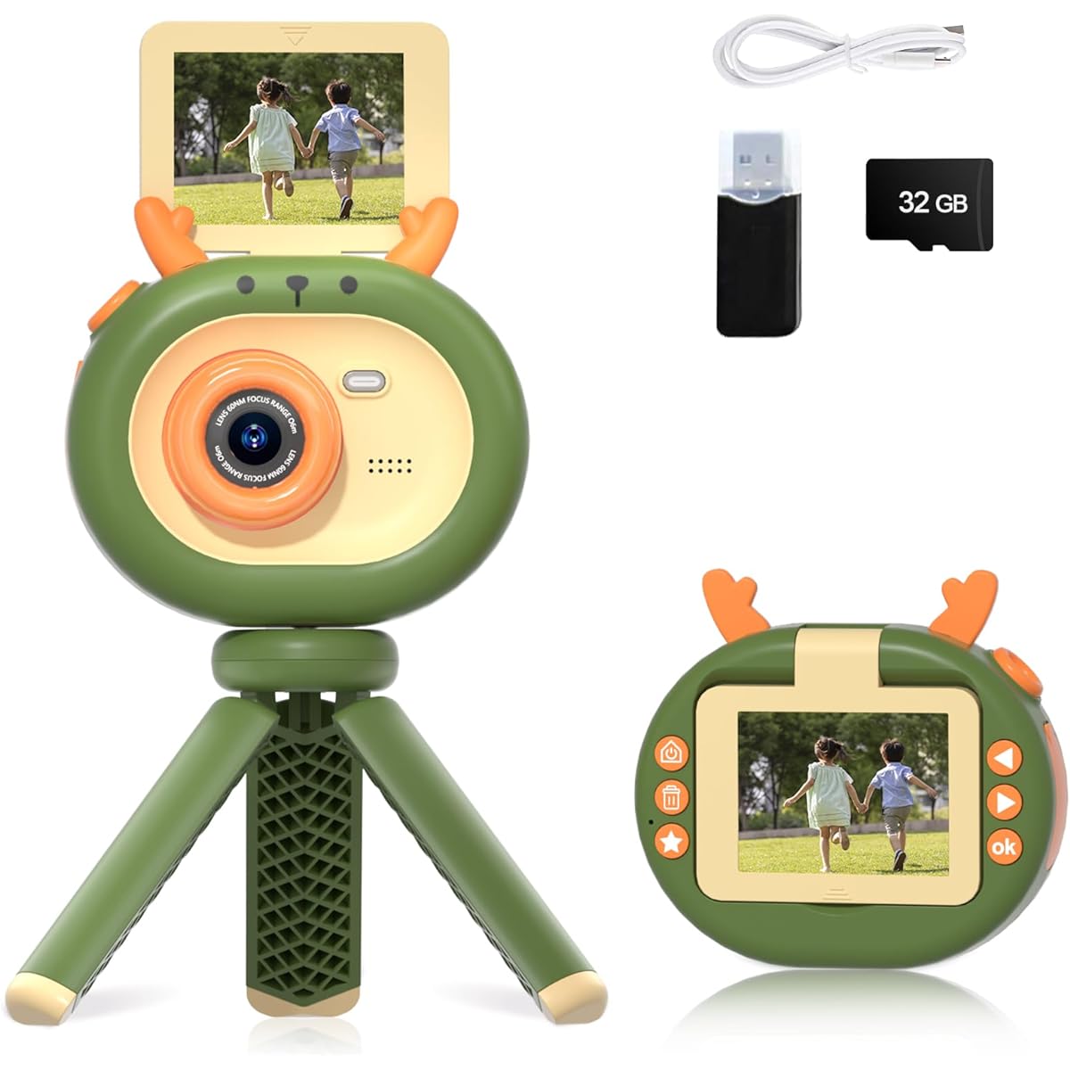 Makolle Kids Camera, Kids Camera for Boys, Toddler Camera for Vlogging, Digital Camera for Kids with 32GB SD Card, Age 3-8, Christmas Birthday Gift, Portable Toy