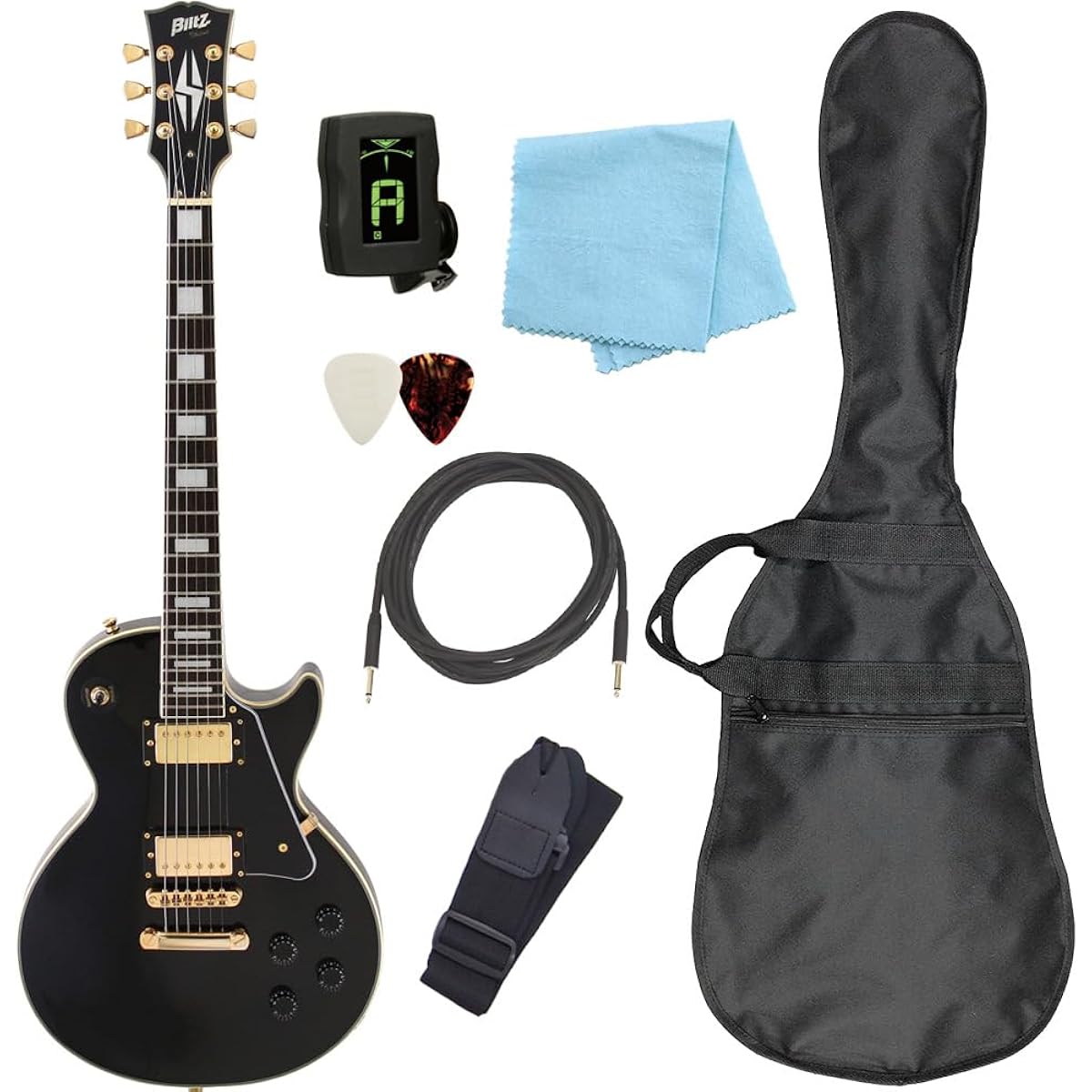 Electric Guitar Beginner Set Les Paul Custom Type 7-Piece Set Blitz BLP-CST BK [98765]