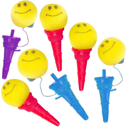 ArtCreativity Smile Face Ice Cream Launcher - 12~4.75'' Classic Ice Cream Cone Foam Ball Launcher, Birthday Party Favors, Goodie Bag Fillers for Kids, Carnival Prizes