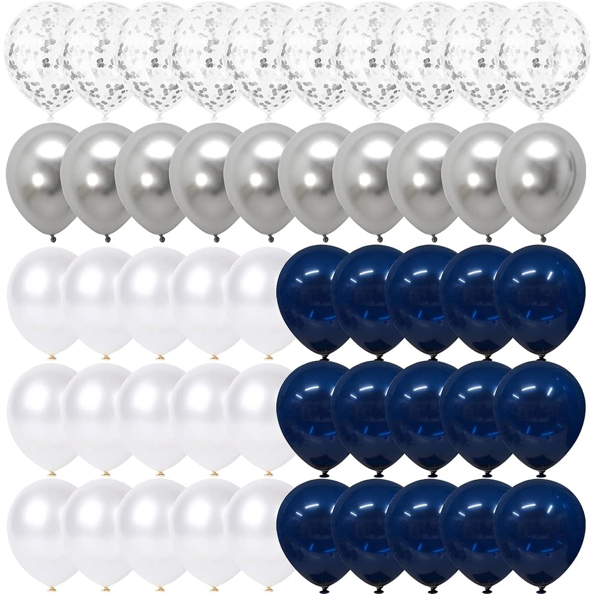 Birthday Balloon Navy Blue Silver White SKYIOL Helium Balloons 50 Pieces 30cm Metallic Confetti Latex Balloons for Boys Christening Baby Shower Birth Wedding Party Decorations