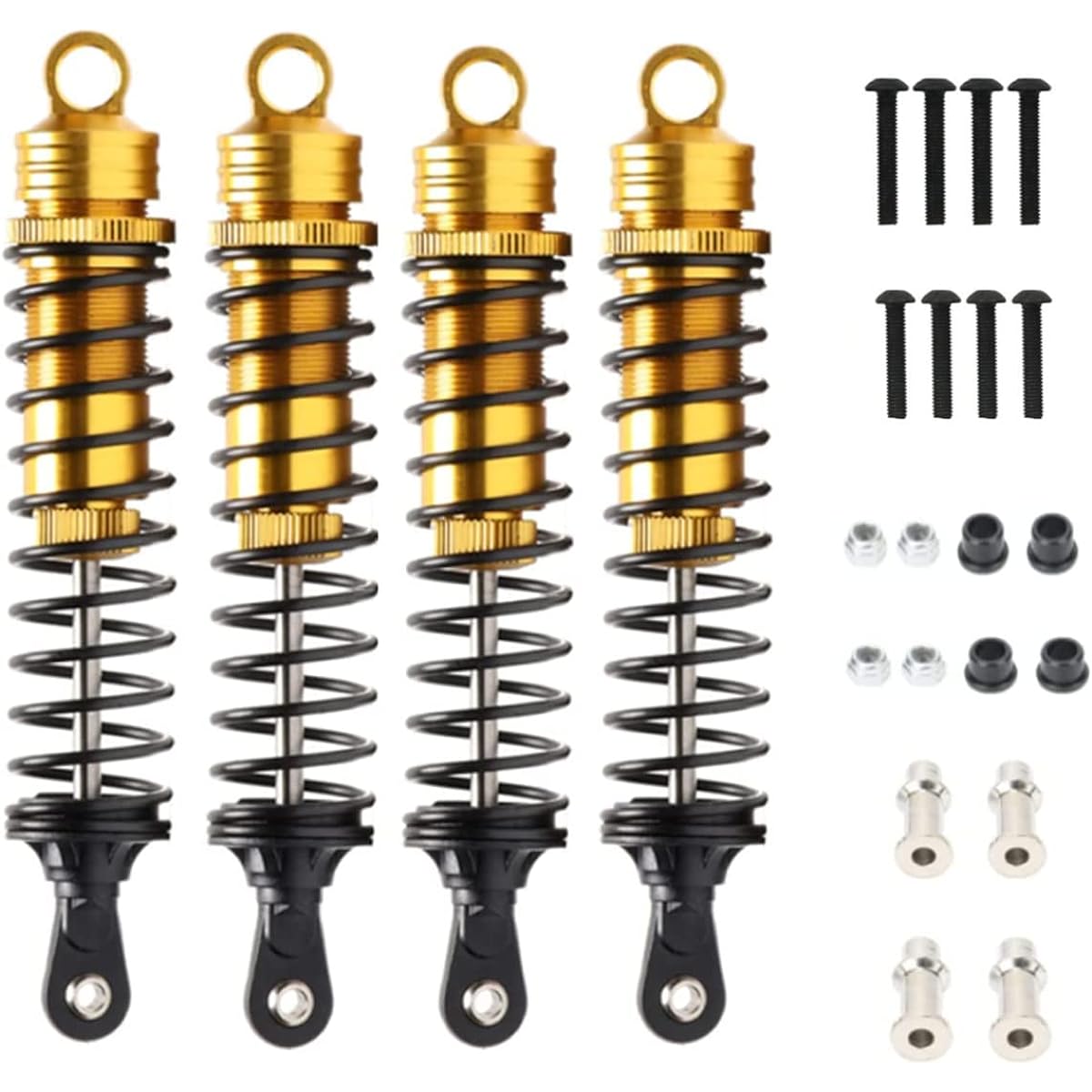 RC Shock Absorber 140mm Oil Adjustable RC Damper Set with Spring for 1/8 RC Car Buggy Truck Hsp Hpi Losi Axial Upgrade Hop-up Parts 4pcs/Set (Yellow)