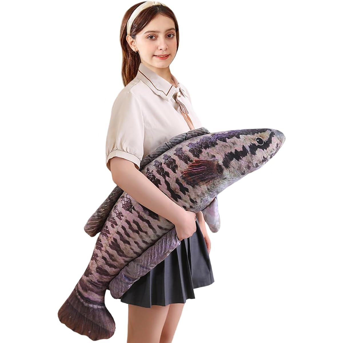 ELAINREN 3D Lifelike Fish Shape Plush Toy Cushion Soft Big Carp Plush Toy Cushion 80cm Giant Simulation Goldfish Stuffed Toy Decorative Pillow Creative Gift