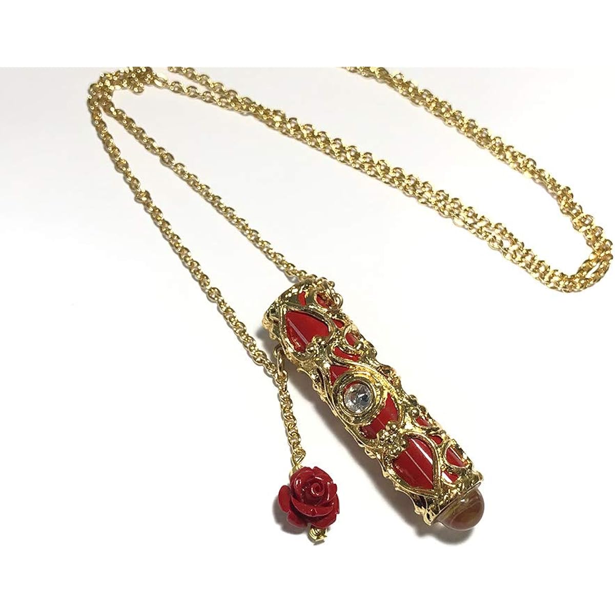 Kaleidoscope Pendant Teleidoscope Baroque Style with Rose Charm Red Made in Japan Mother's Day Father's Day Gift Christmas Birthday Celebration