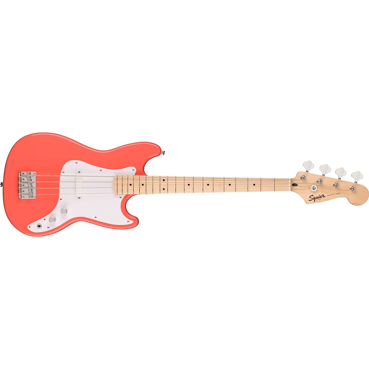 Squier by Fender Squier Electric Bass Squier Sonic™ Bronco™ Bass, Maple Fingerboard, White Pickguard, Tahitian Coral with Soft Case