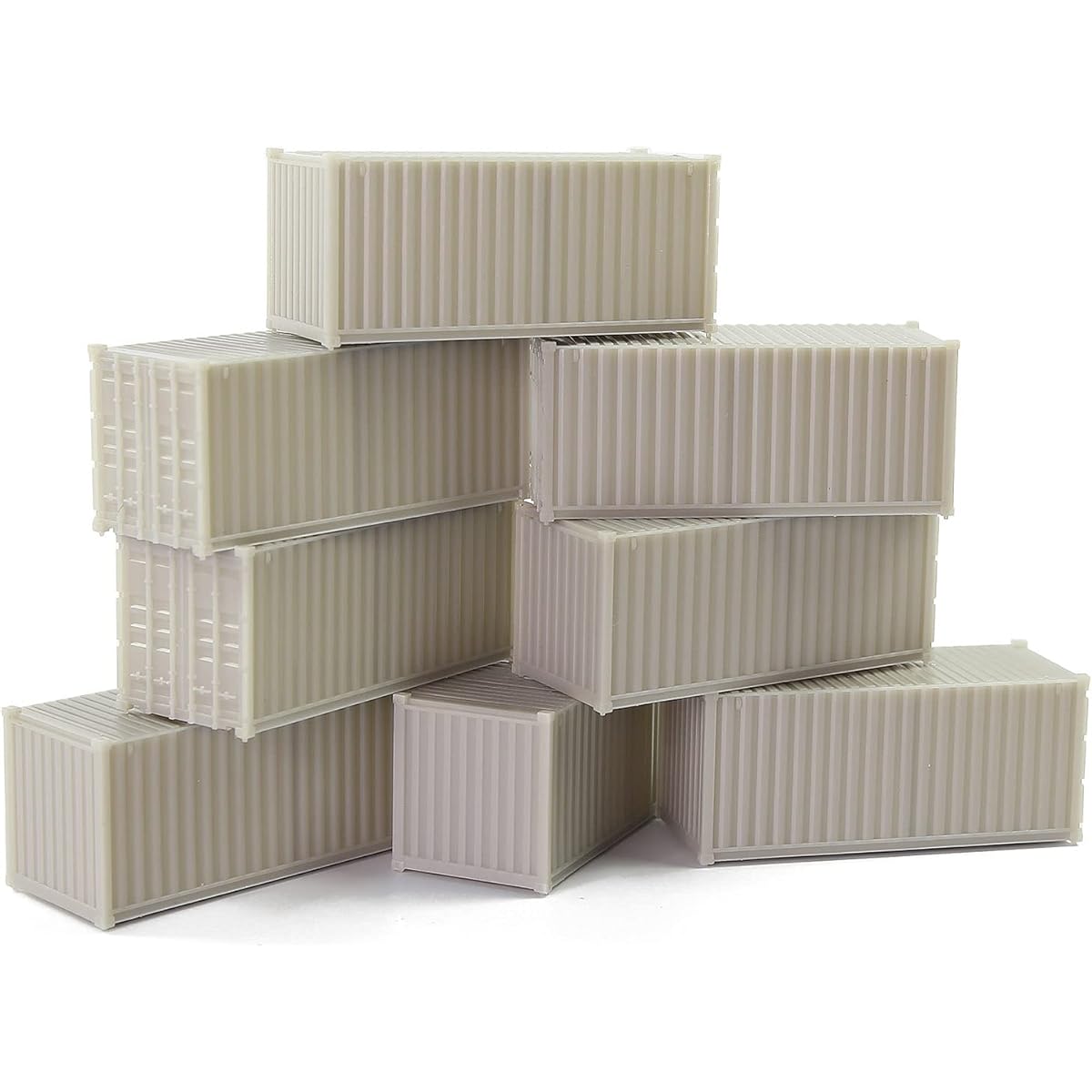 Evemodel C8720JJ 8pcs HO Scale 1:87 Shipping Container Blank Colorless Cargo Box (20ft)
