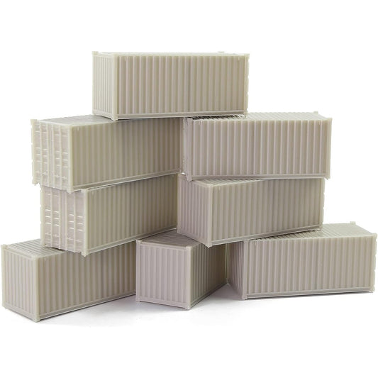 Evemodel C8720JJ 8pcs HO Scale 1:87 Shipping Container Blank Colorless Cargo Box (20ft)