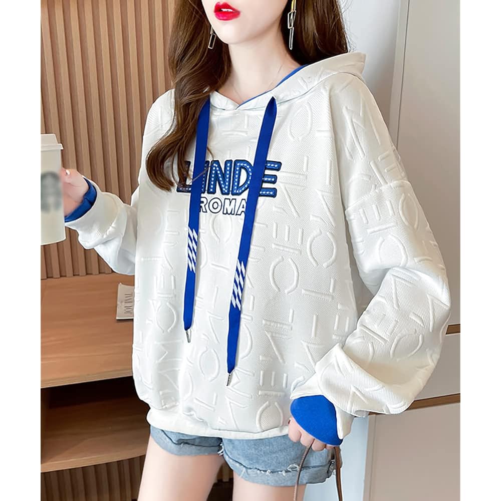 [Sera] Women's Hoodie, Hooded Pullover Top, Long Sleeve, Sweatshirt, Drop Shoulder, Loose, Autumn, Winter, Spring, Cute, Casual, Stylish