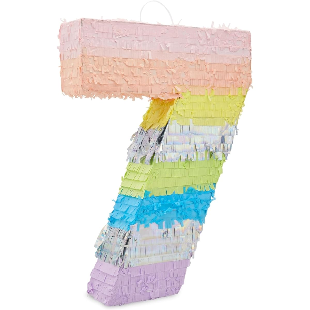 Large Size 7 Pinata for Girls 7th Birthday Party Decorations, Rainbow Pastel (51.8x35.5x4 inches)